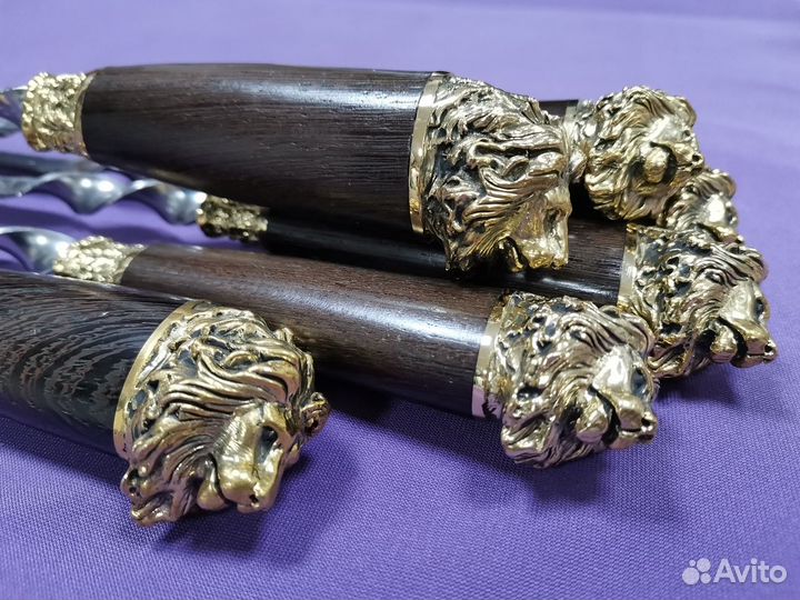 Набор шампуров Львы подарочный