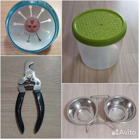 Переноска, колёсико, когтерезка, миска