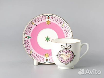 Чашка с блюдцем кофейная костяной фарфор ифз