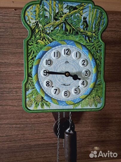 Часы настенные гиревые ходики Утро в сосновом лесу