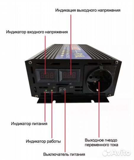 Инвертор 12-220 (3000W) Синус чистый, новый