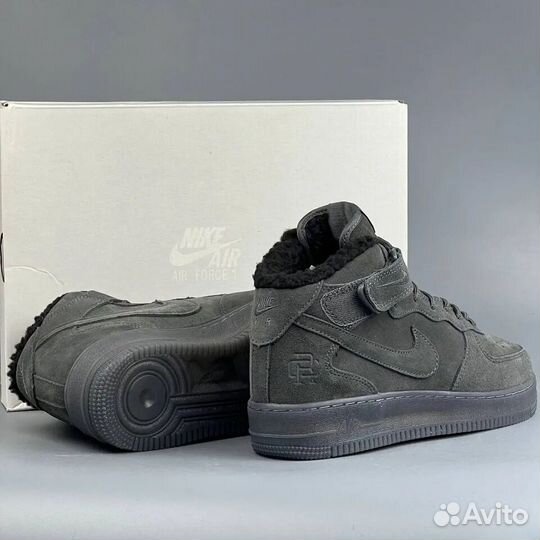 Nike Air Force 1 Mid Grey с Мехом