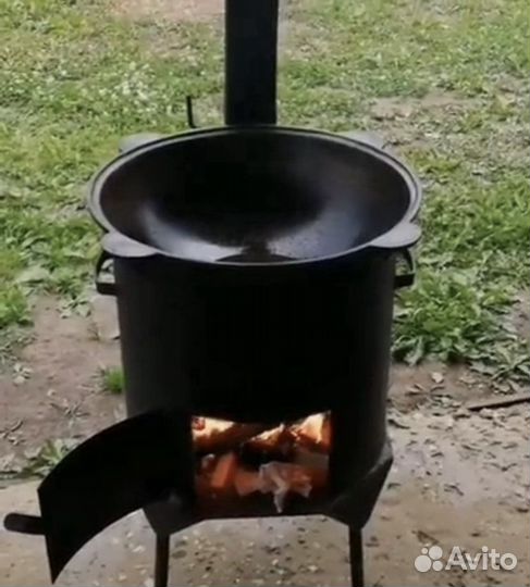 Казан чугунный 16 литров + печь с трубой