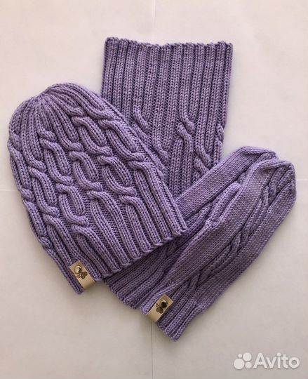 Бактус, снуд, шапка, варежки с итальянской пряжи