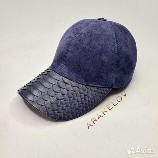 Мужская кепка из натуральной замши и кожи питона