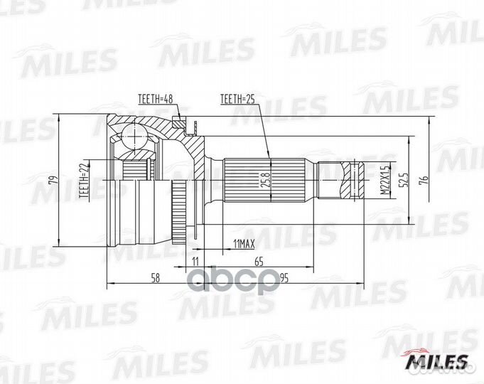 GA20165 miles шрус наружний (ABS) GA20165 Miles