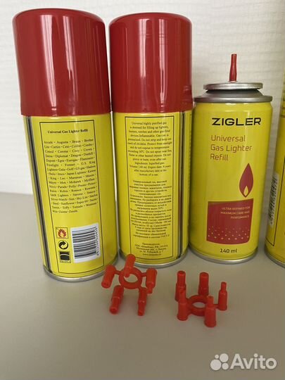 Газ для заправки зажигалок Zigler с насадками