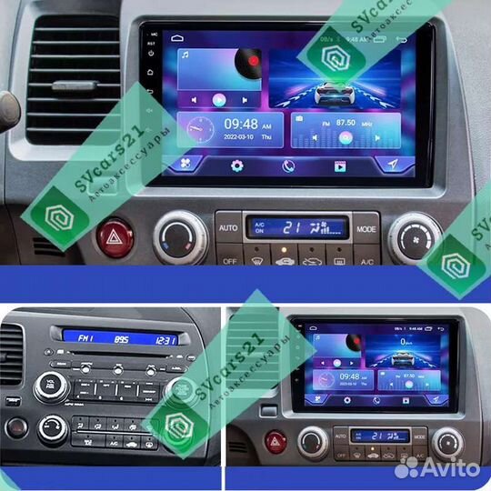 Магнитола Android Honda Civic экран 9
