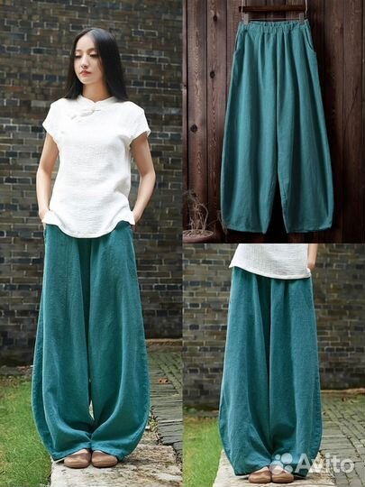 Суперские штаны бохо лён 3 цвета