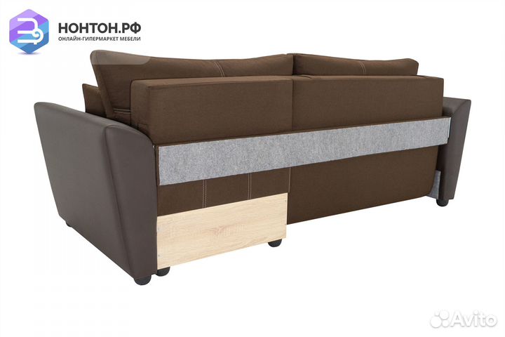 Диван угловой еврокнижка Амстердам коричневый