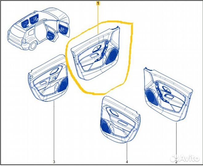 Обшивка двери передняя левая Renault Duster HJD