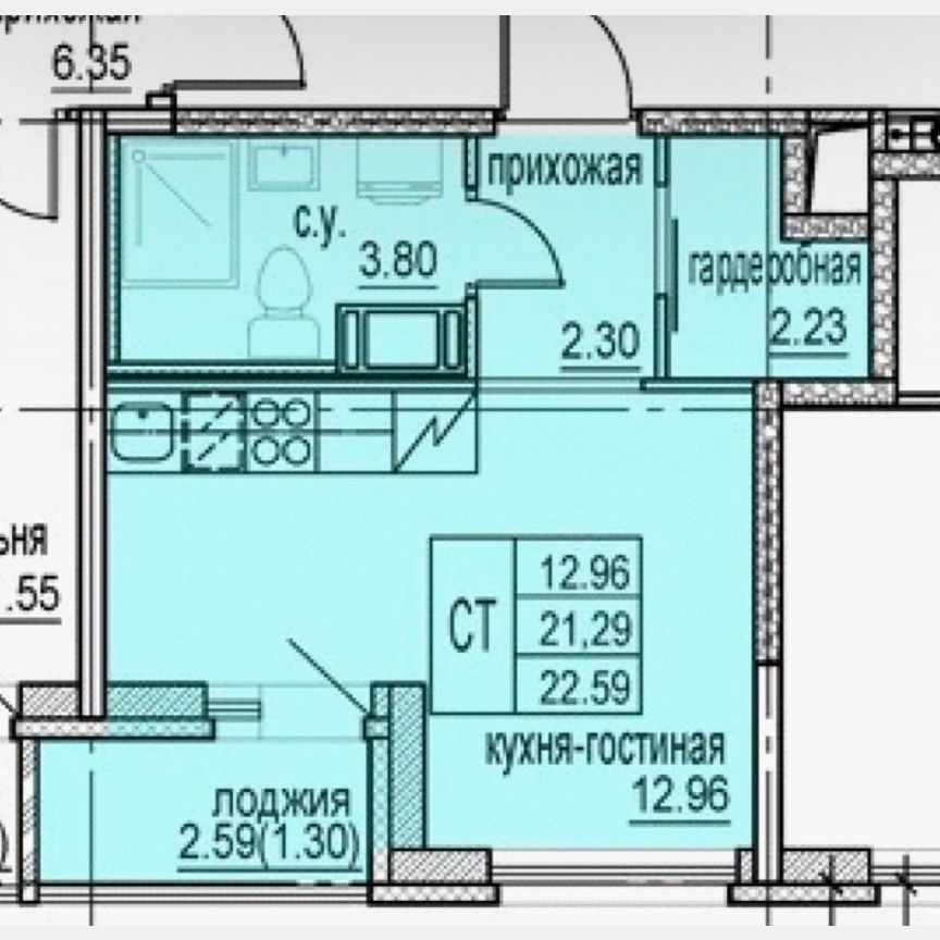 Квартира-студия, 22,6 м², 5/12 эт.