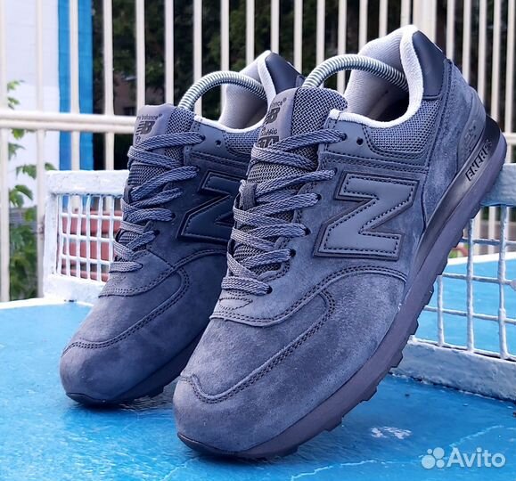 Кроссовки NEW balance 574 серые в замше