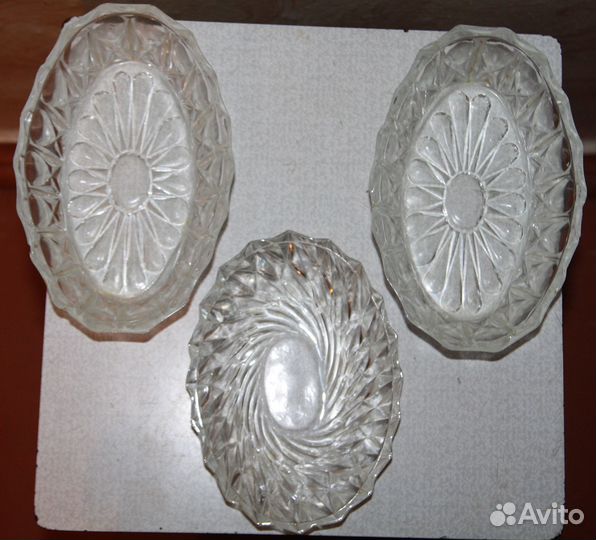 Стеклянная посуда СССР салатницы, икорницы, бокалы