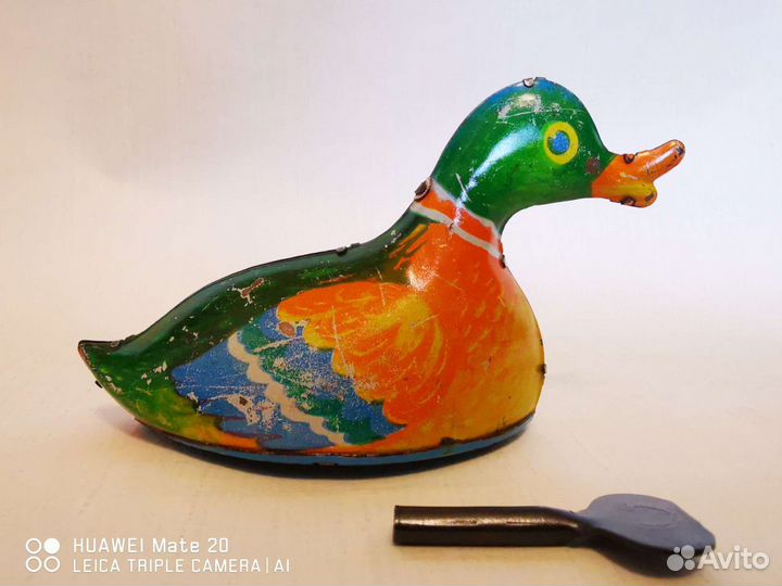 Игрушка СССР механическая, заводная уточка