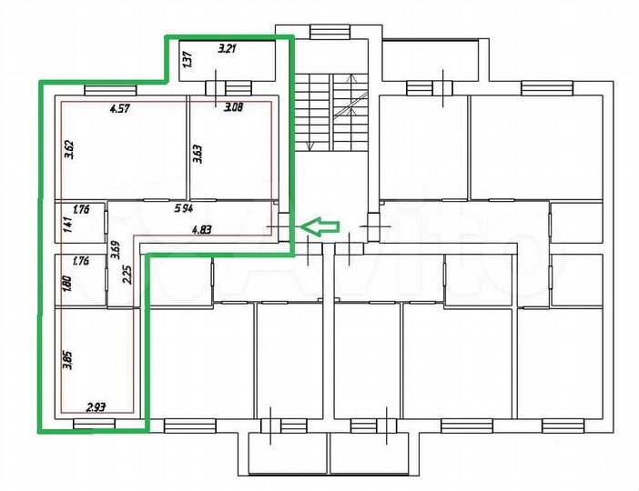 2-к. квартира, 60 м², 3/5 эт.