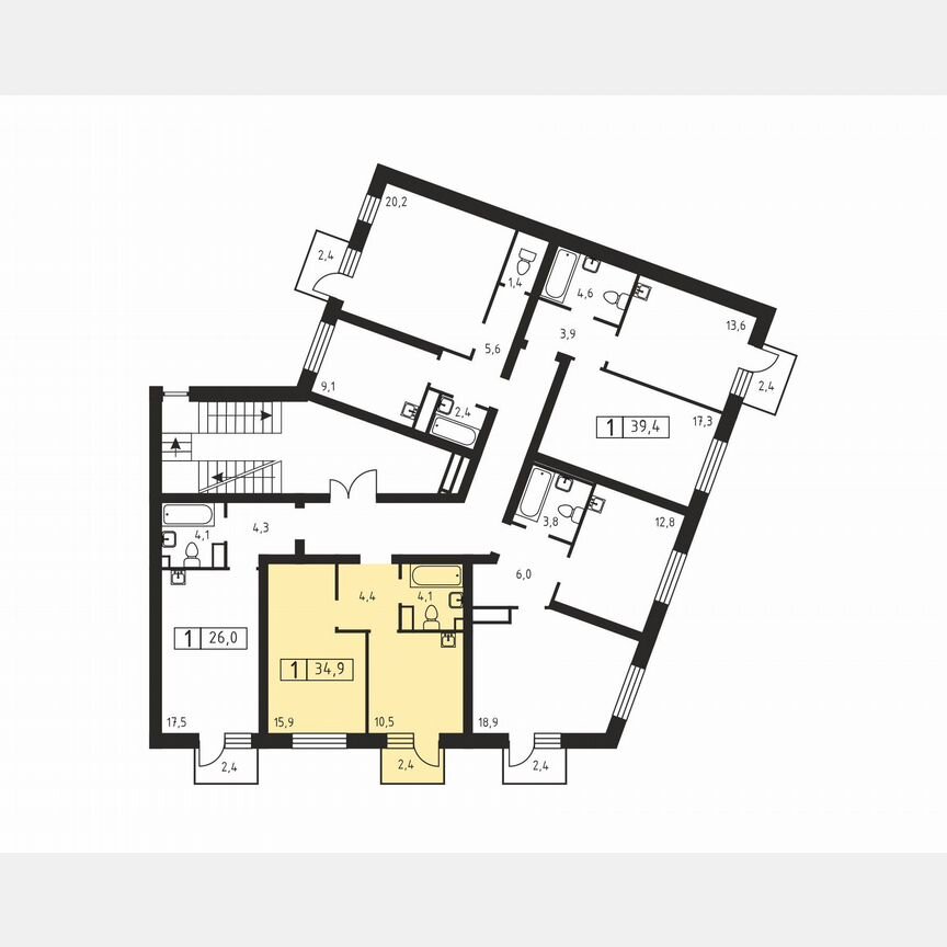 1-к. квартира, 34,9 м², 2/3 эт.