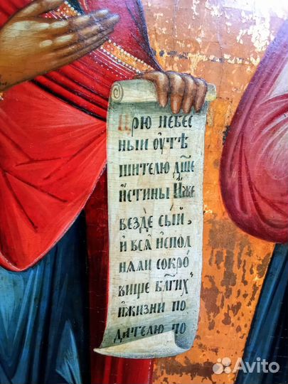 Икона старинная Деисус.Чин.Палех.19 век. Шедевр