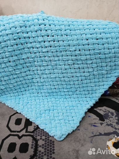 Плед детский вязаный плюшевый ручная работа