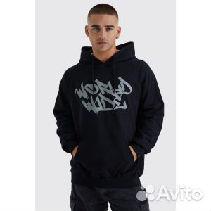 Худи оверсайз worldwide Boohoo, черный