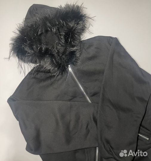 Зип худи с мехом opium type y2k