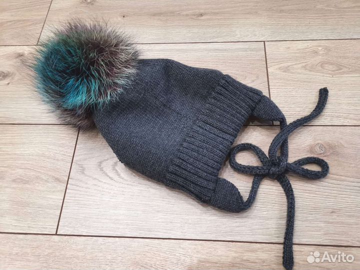 Шапка меринос 52-54, мех енот