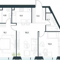 3-к. квартира, 66,9 м², 8/19 эт.