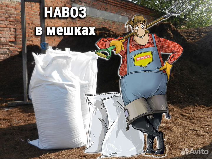 Конский навоз, перегной в мешках (50 л)