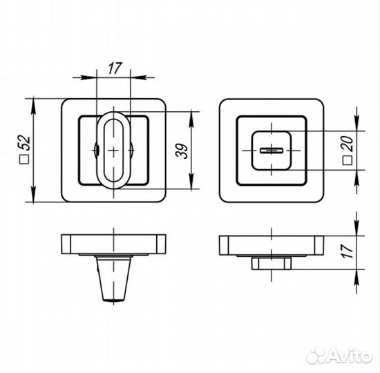 Ручка поворотная BK6 QR ABL-28 темная медь Punto