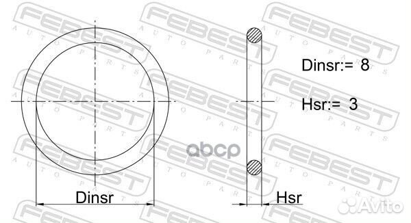 Кольцо уплотнительное 8X3 19400010 Febest