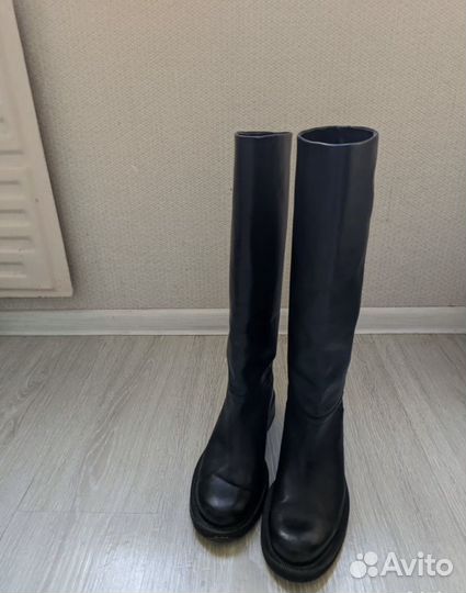 Сапоги трубы zara кожа 40