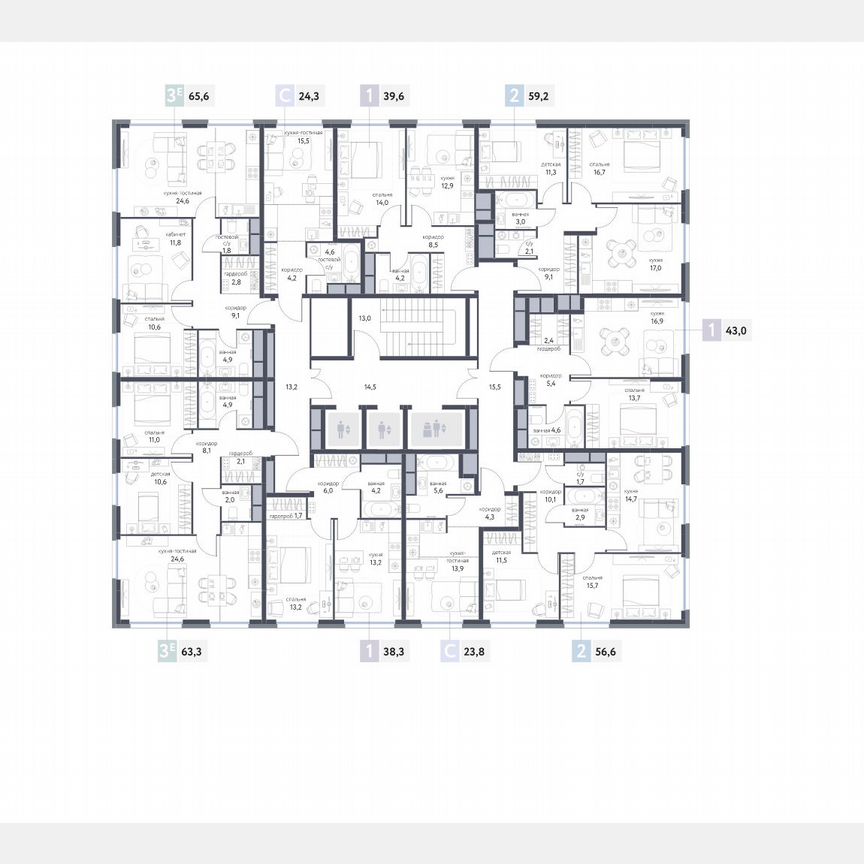 3-к. квартира, 63 м², 7/25 эт.