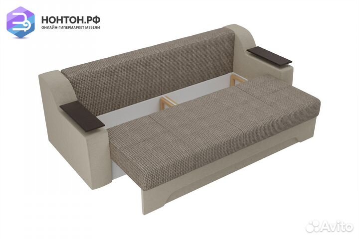 Диван еврокнижка Сенатор корфу коричневый / бежевы