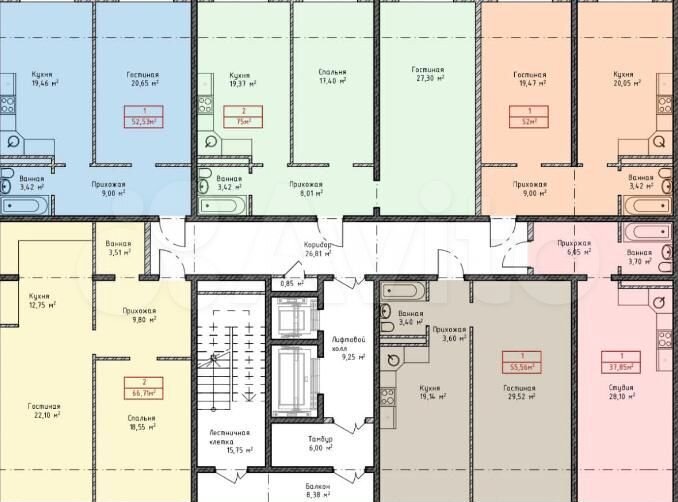 2-к. квартира, 66,7 м², 4/16 эт.