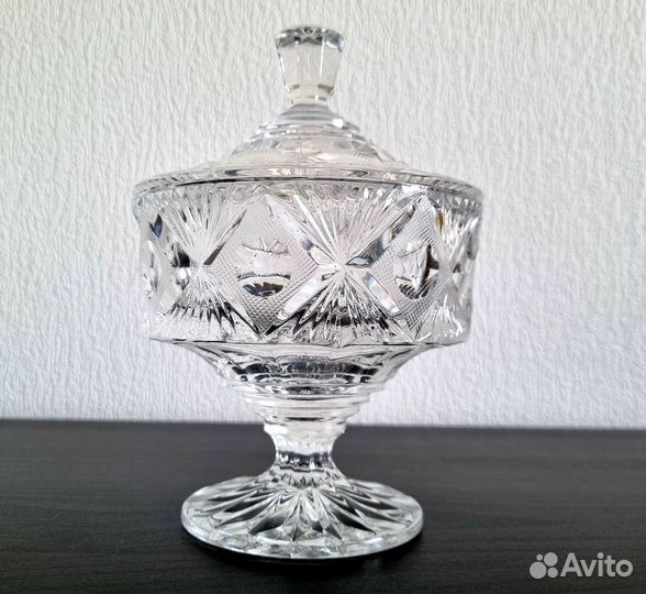 Ваза на ножке и Конфетница, хрусталь, винтаж СССР