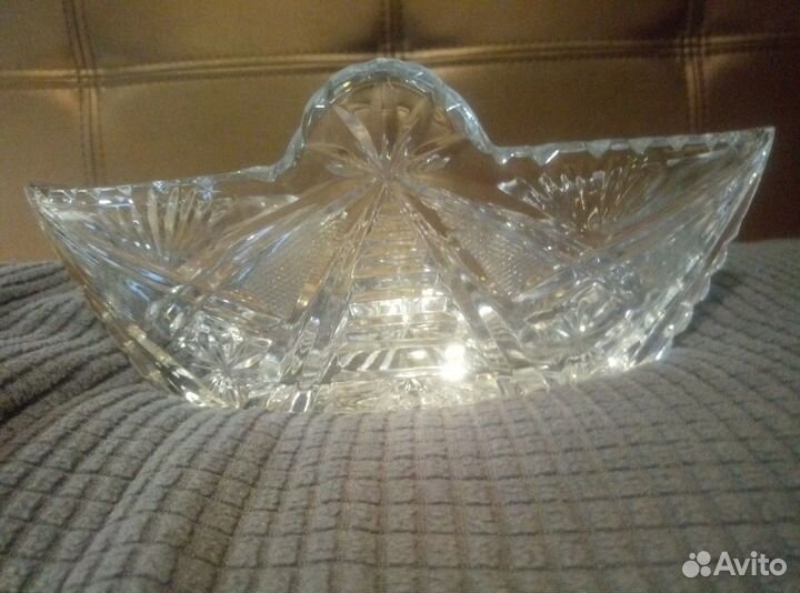 Ваза-ладья хрустальная, винтаж СССР
