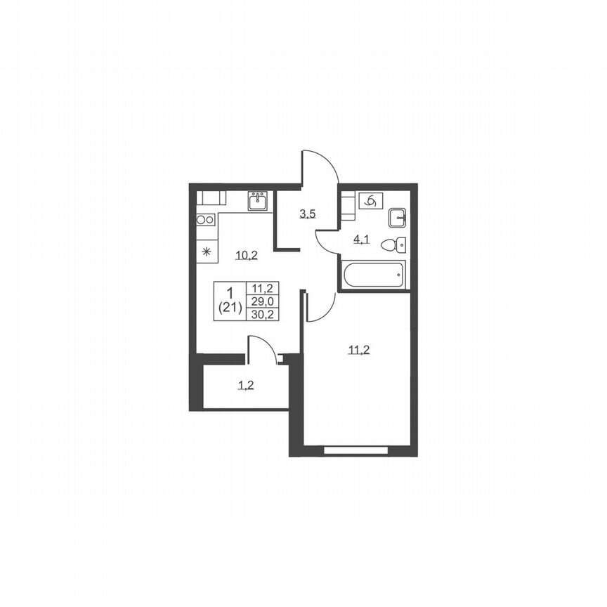 1-к. квартира, 30,2 м², 7/8 эт.