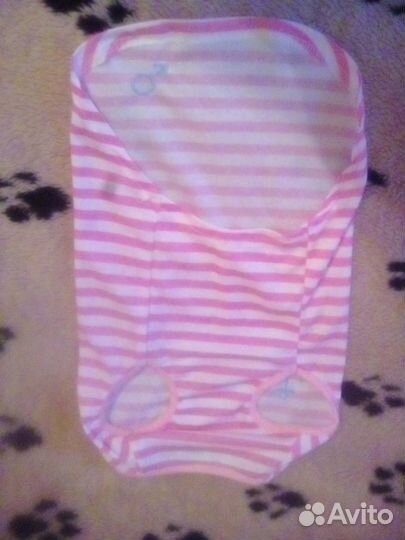 Платье розовое в полоску, для собаки средних пород