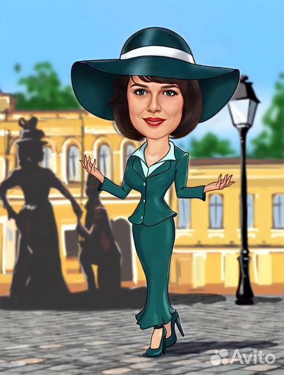 Шарж портреты картины арт по фото печать на холсте