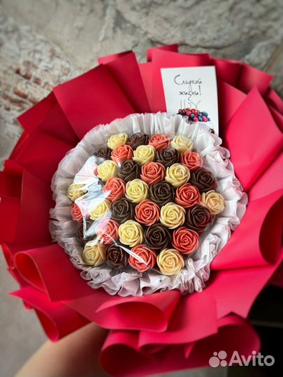 Шоколадный букет розы