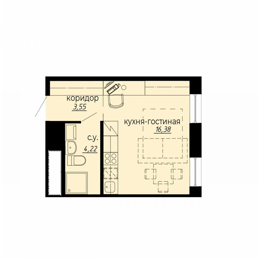 Апартаменты-студия, 24,2 м², 7/10 эт.