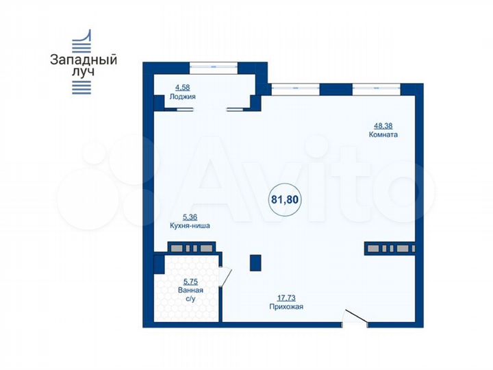 3-к. квартира, 81,8 м², 7/23 эт.