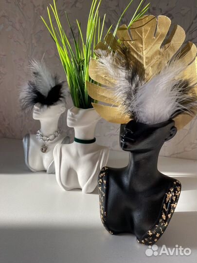 Ваза/кашпо из гипса «Дама»