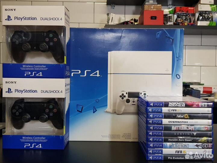 PlayStation 4 FAT 500Gb +2 джоя +10 игр +гарантия