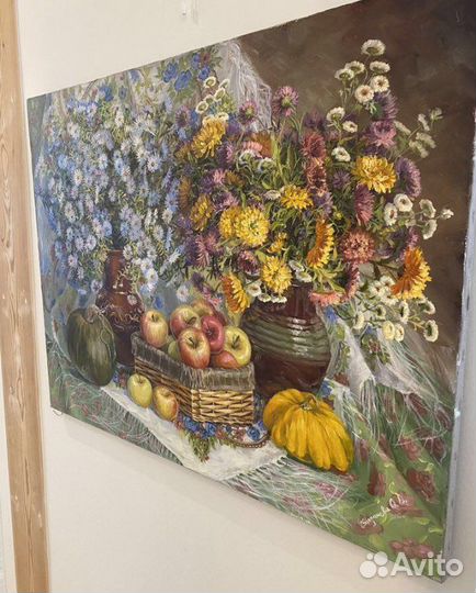 Натюрморт «Голубые ромашки» холст, масло