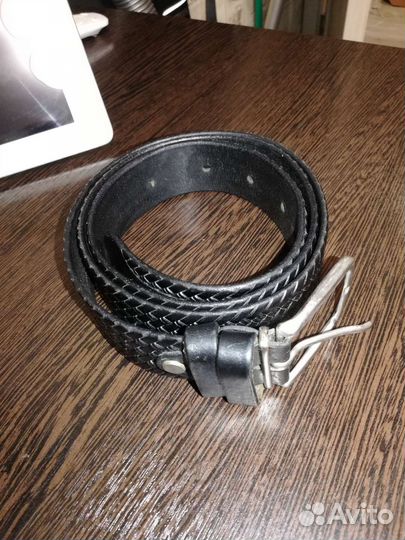 Ремень мужской кожаный, длина без пряжки 110см