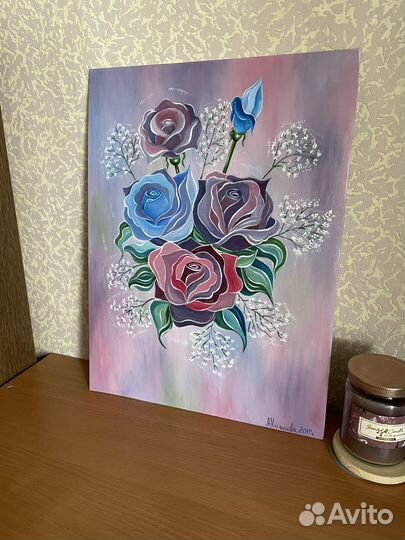 Картина маслом на холсте «Розы» 30х40 см