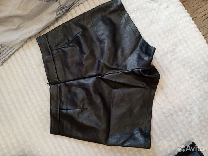 Кожаная шорты-юбка