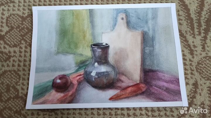 Рисунок акварель - кухонный стол