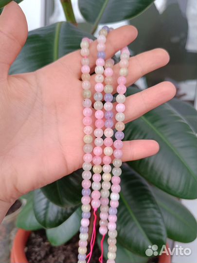 Бусины для рукоделия натуральный Морганит и Кунцит